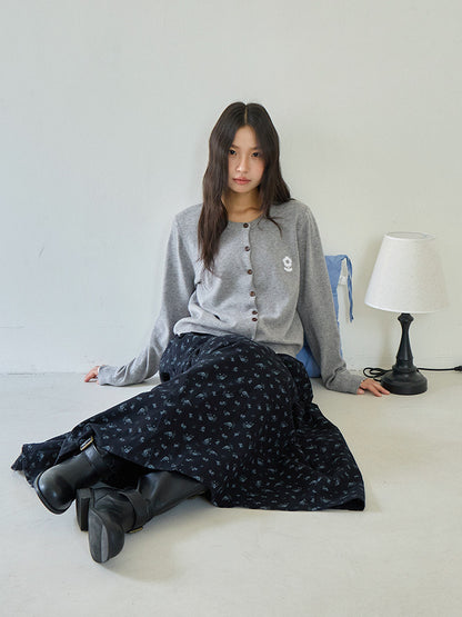 【LD3196】實拍刺繡小花長袖針織小外套250929