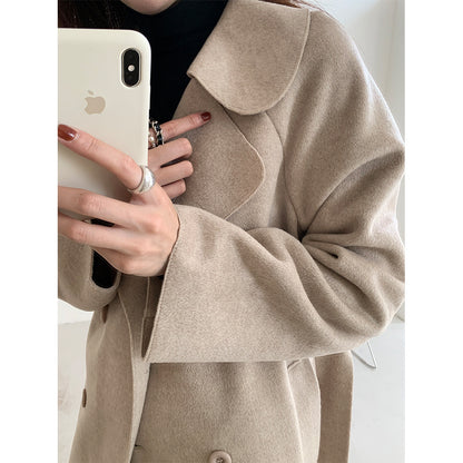 【H5479】實拍秋冬英倫翻領束腰雙面呢羊絨長外套251109