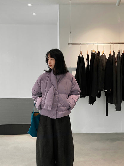 【cimz6385】實拍氣質芋色保暖白鴨絨外套＋圍脖（白鴨絨90)251120