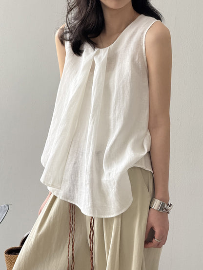 【Y82351】實拍夏季簡約氣質｜不規則棉麻上衣250501