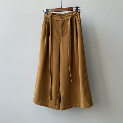 【Y82677】 實拍復古系帶加厚七分闊腿褲251023