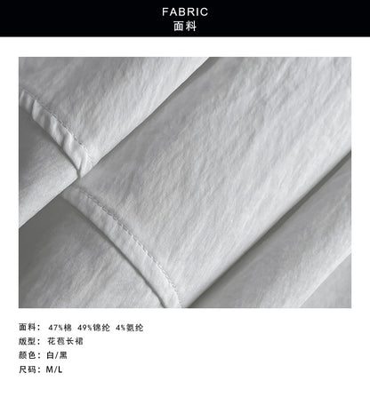 【cimM8708】實拍法式復古赫本風🕊️氣質黑白花苞高腰顯瘦A字大傘裙260402