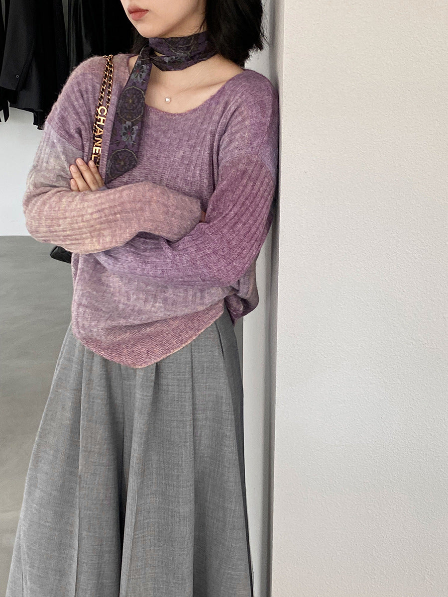 【cim0679】實拍韓國彩虹漸變長袖針織衫（羊毛11%)251114