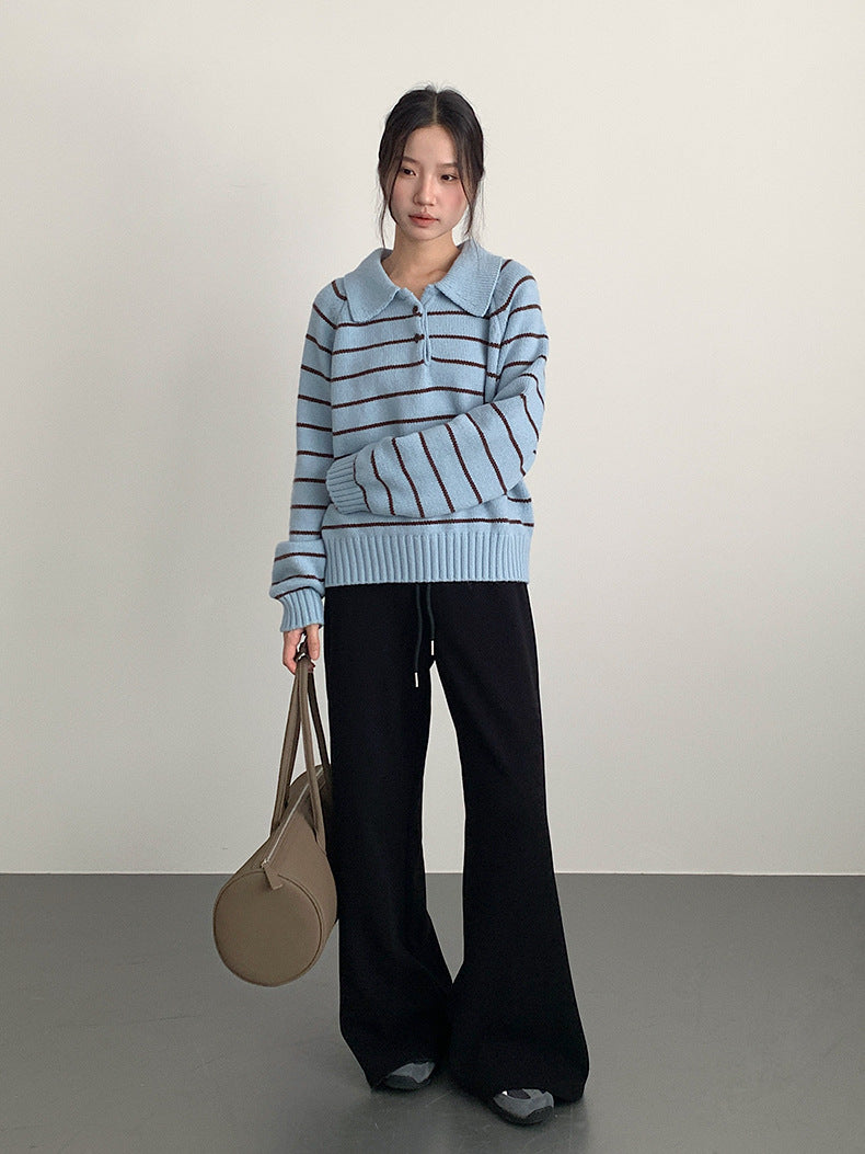 【LD11063】實拍復古條紋加厚棉羊絨針織毛衣251209