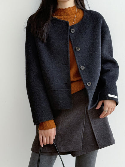 【Y8522】實拍高單氣質簡約綿羊毛呢外套（棉羊毛52%)251106