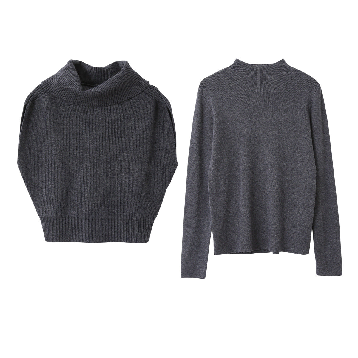 【LD11065】實拍半高領針織衫+針織背心251209