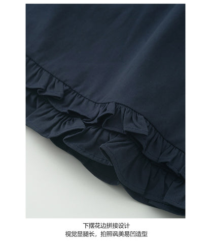 【H5286】實拍韓系小清新荷葉顯瘦高腰A字裙（內含安全褲）250603