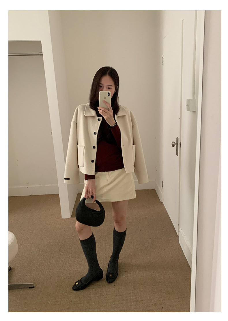 【H568】實拍基礎款木耳邊半高領純色打底衫251021