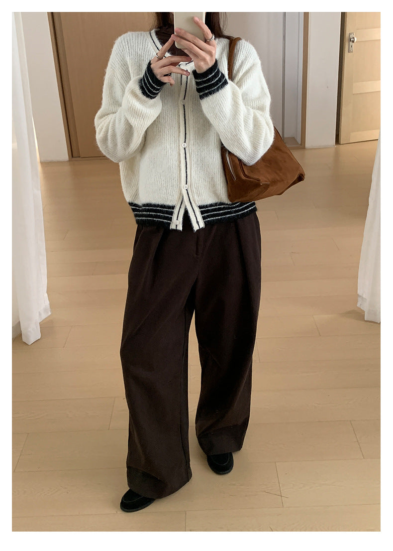 【H566】實拍秋冬高腰斜紋棉挺版西裝長褲（後鬆緊腰）251021