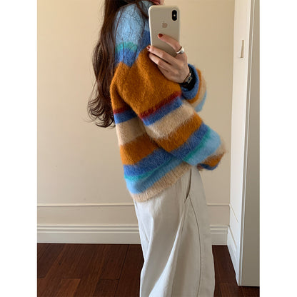 【H5522】實拍韓系街頭絨毛彩色針織毛衣251125