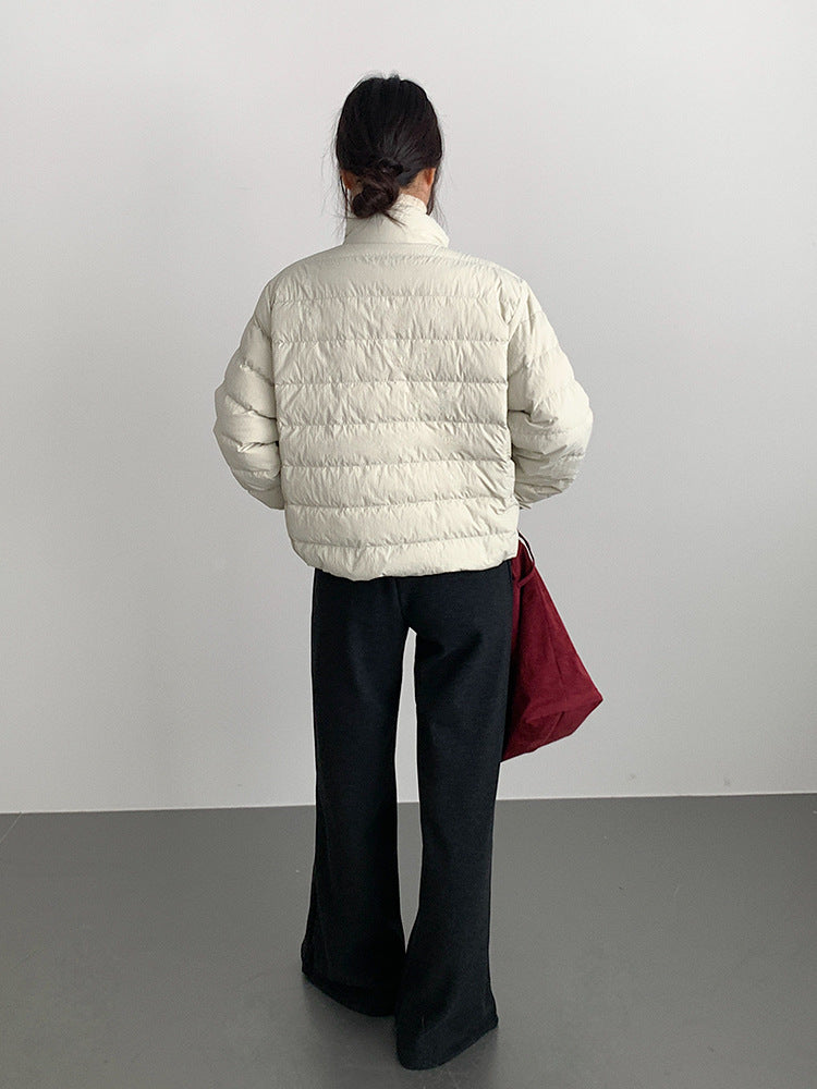 【LD11067】實拍簡約設計保暖立領含絨棉服外套（白鴨絨50%)
251209