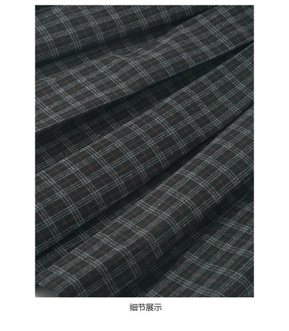 【H5502】實拍學院復古磨毛格子百褶A字裙251118