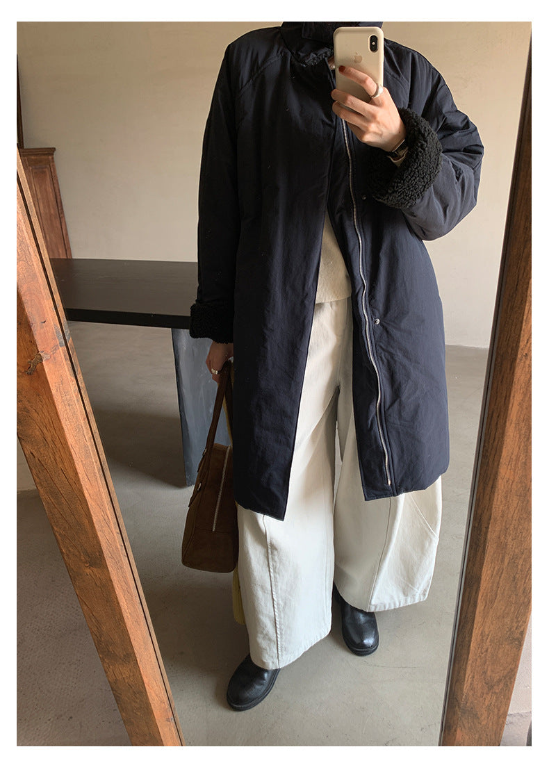 【H5498】實拍韓系加厚保暖長款棉服大衣外套251118