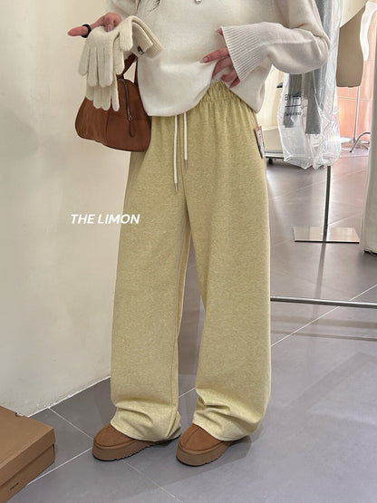 【L1185】實拍檸檬秋冬簡約羊絨抽繩直筒休閒褲251117