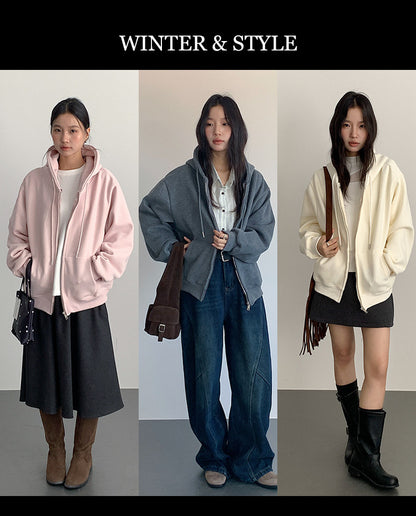 【LD11030】實拍冬季慵懶加絨加厚連帽衞衣外套251124