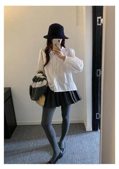 【H5492】實拍S~XL復古學院風磨毛百褶a字裙（內有安全褲）251109