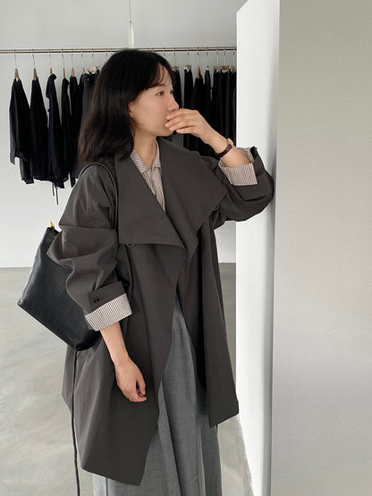 【cim1659】實拍秋冬復古英倫翻領風衣外套＋繫帶251030