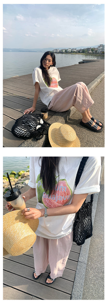 【H5196】實拍夏天超舒服的棉麻褶皺寬鬆闊腿褲250415