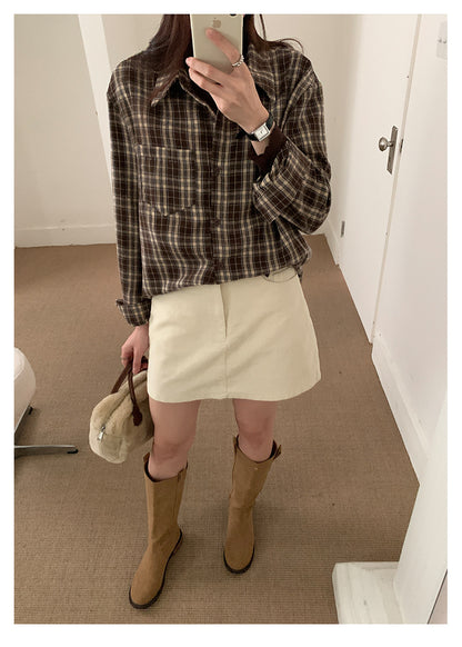 【H562】實拍秋冬S~XL必備復古高腰燈芯絨A字裙251021