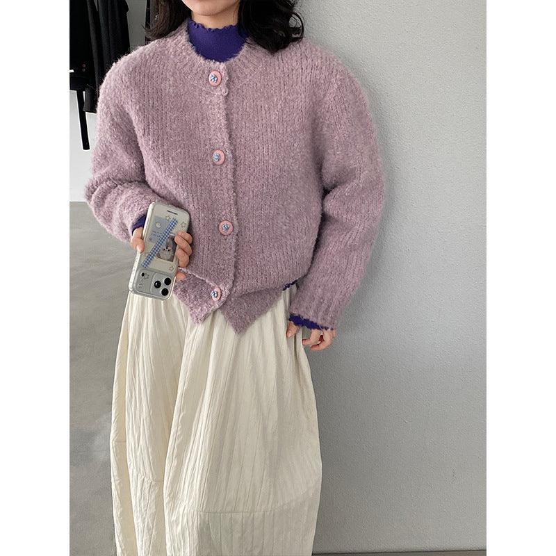 【cimz1391】實拍毛茸茸可愛羊毛針織毛衣開衫（羊毛14%)251201