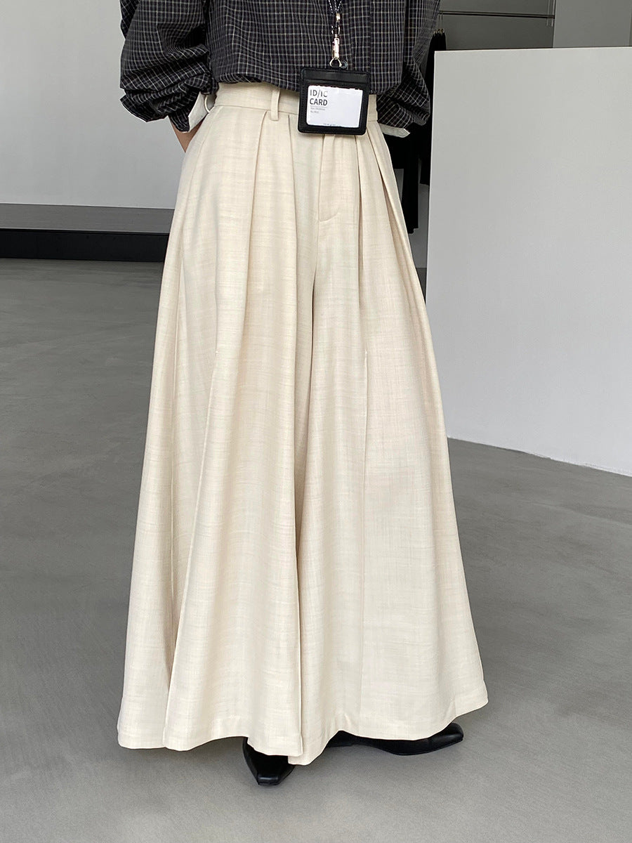 【cim1653】實拍秋日必備高腰壓褶大擺西裝褲251030