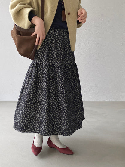 【cimz1729】實拍復古時髦碎花加絨長裙251128