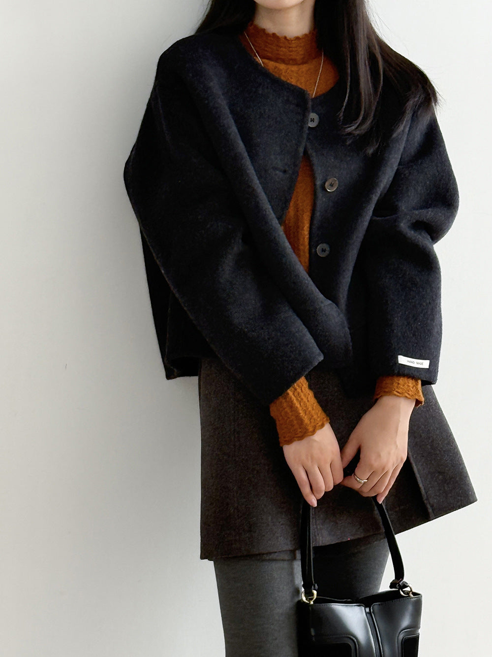 【Y8522】實拍高單氣質簡約綿羊毛呢外套（棉羊毛52%)251106