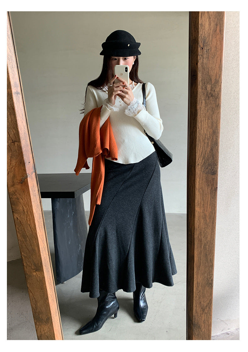 【H5520】實拍冬季法式高級魚尾裙251125