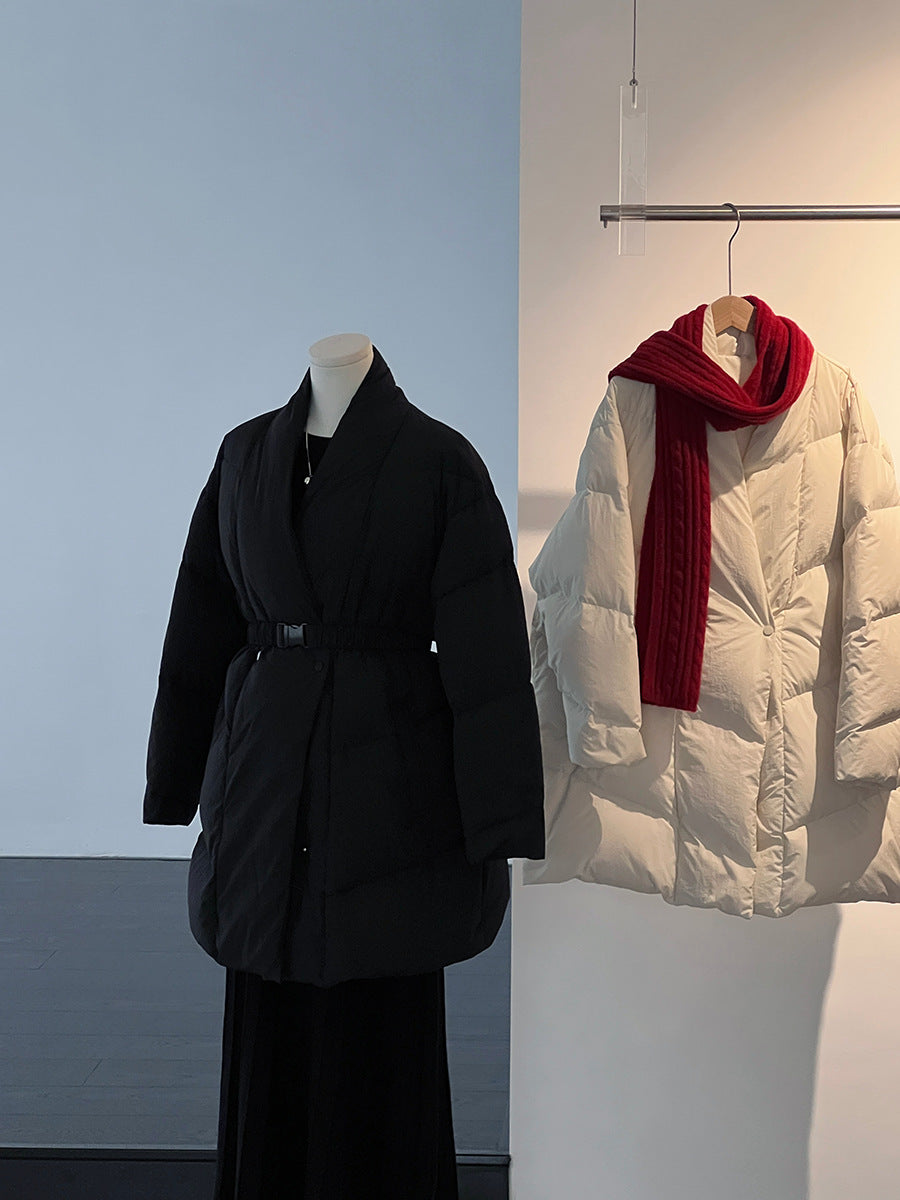 【cimz6386】實拍歐美大氣抗寒鎖温收腰氣質羽絨外套（白鴨絨90%)251120