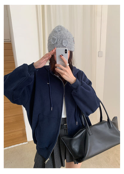 【H5495】實拍男友寬鬆款刺繡長袖連帽衞衣外套251109