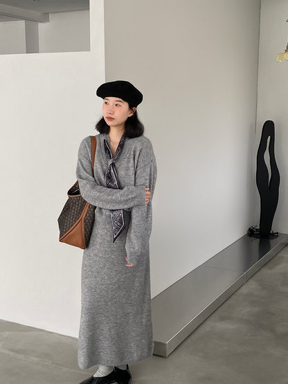 【cim823】實拍韓系軟糯短版針織毛衣+絲巾+針織長裙251030