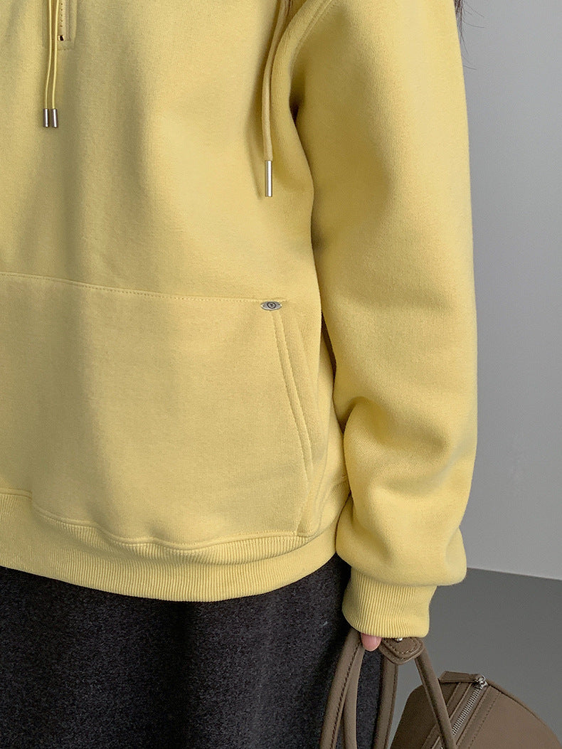 【LD11064】實拍慵懶灰色加絨加厚連帽寬鬆衞衣251209