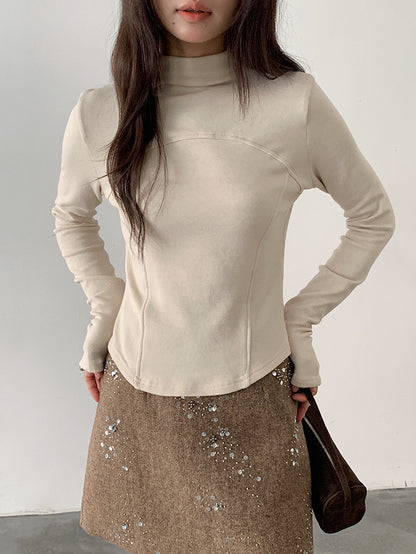 【LD11041】實拍羊绒簡約高領長袖T恤251202