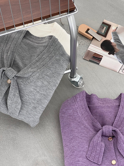 【cimJ8902】實拍氣質小香蝴蝶结針織開衫251114