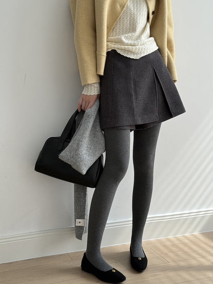 【Y82682】實拍冬季厚款毛呢高腰開叉裙褲 251106