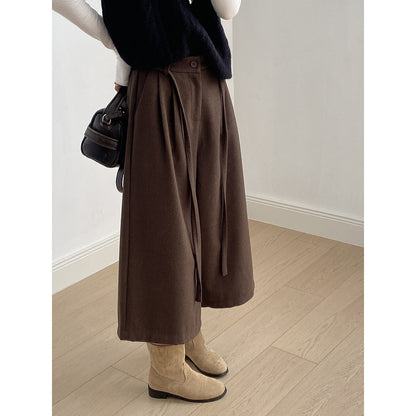 【Y82677】 實拍復古系帶加厚七分闊腿褲251023