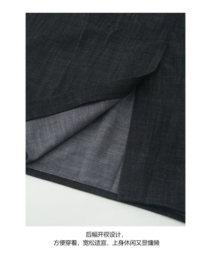 【H561】實拍秋冬簡約鬆緊腰後開叉裙251021