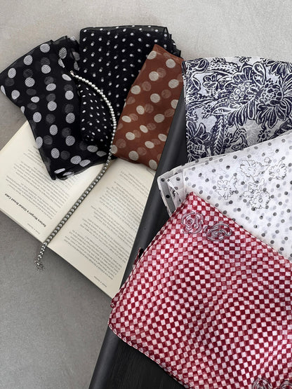 【cimzW807】 法式复古高级感絲巾髮帶綁脖多用途絲巾260319