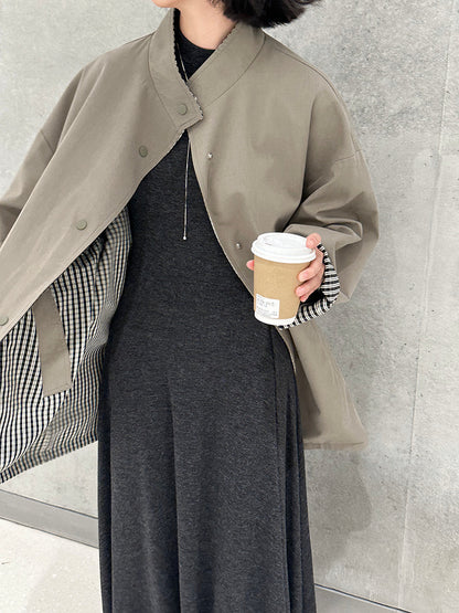 【cim1228】實拍韓國高級天絲棉雙面可穿黑白格風衣外套251030