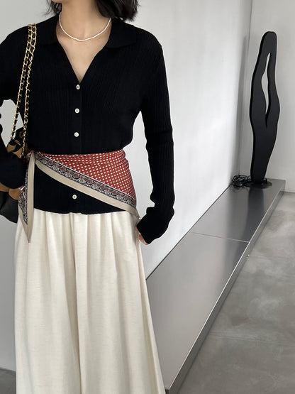 【cim6901】實拍慵懶紙片人polo領針織衫251030