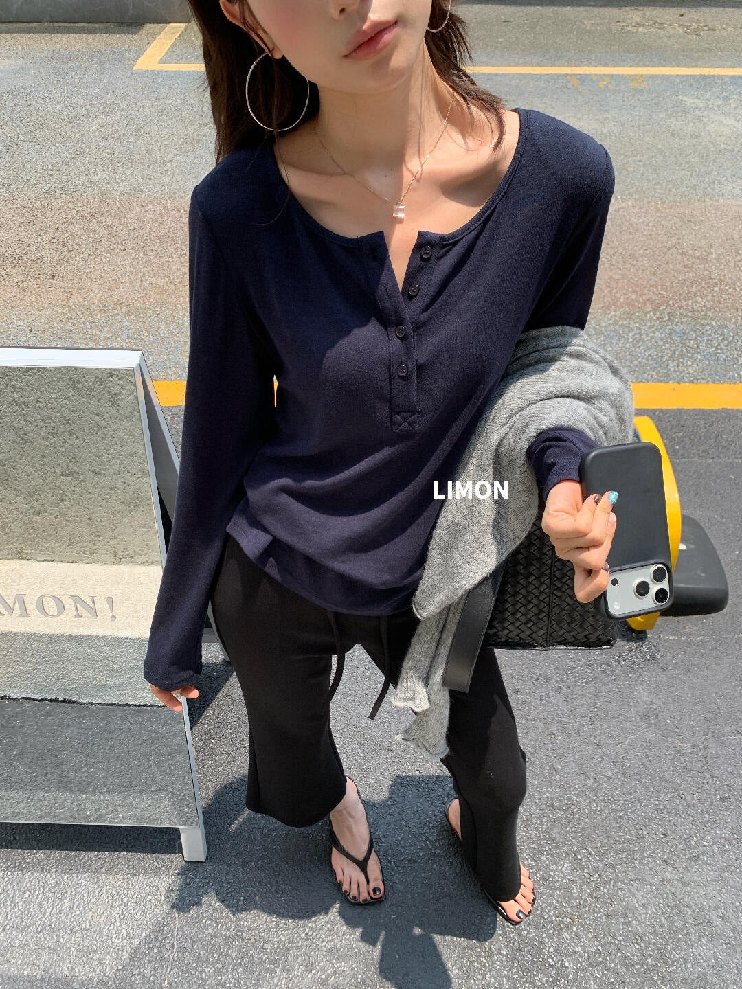 【L11198】檸檬家慵懶輕質感・修身顯瘦亨利領長袖內搭T恤260916