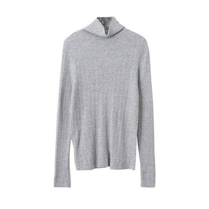 【LD11061】實拍紗網肌理超彈高領修身打底T恤251209