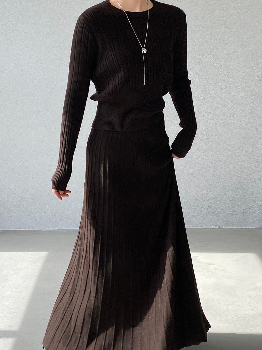 【cimz100789】實拍法式高級感收腰顯瘦針織衫＋針織長裙(分開下單）251120