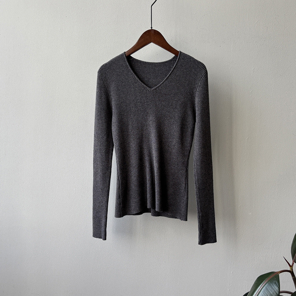【YP313】實拍冬季氣質簡約v領針織衫251113