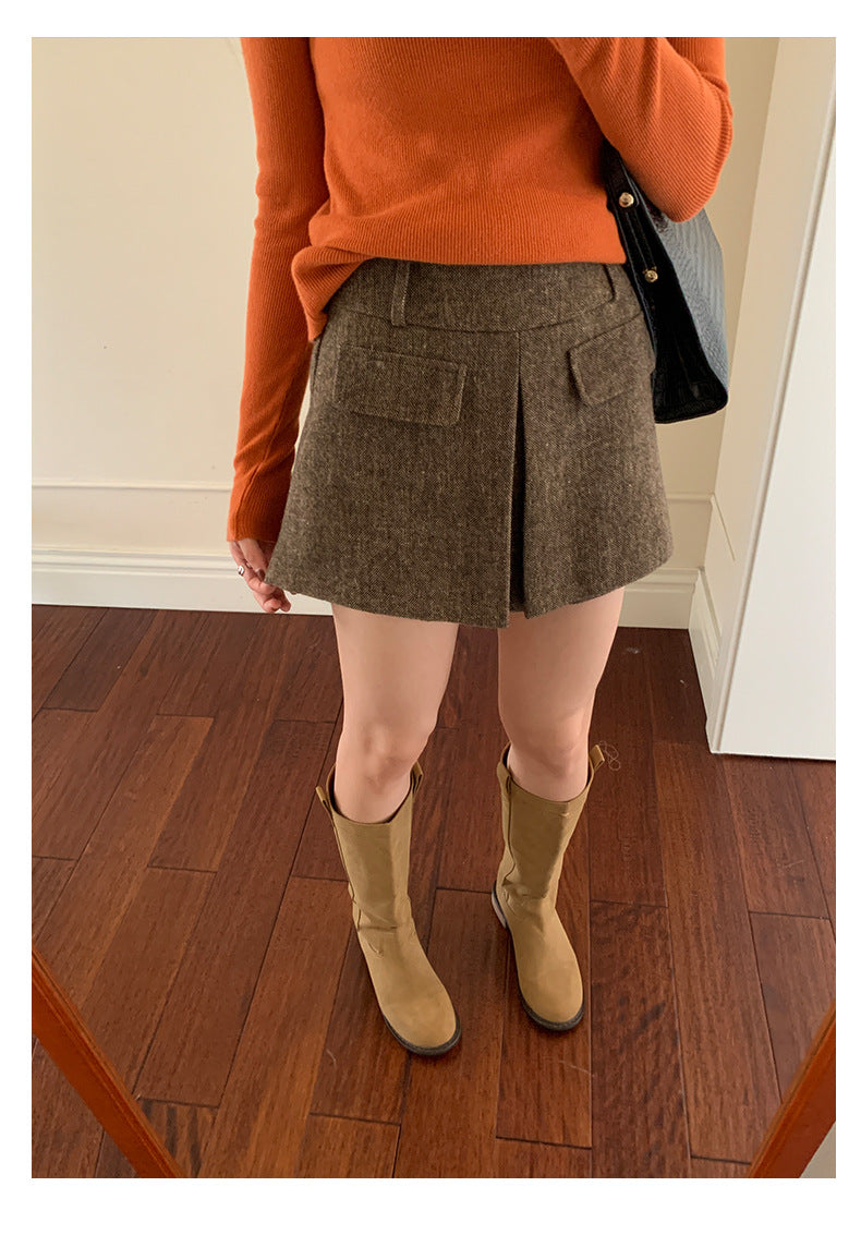 【H5523】實拍S~XL氣質千金質感高腰A字裙褲251125