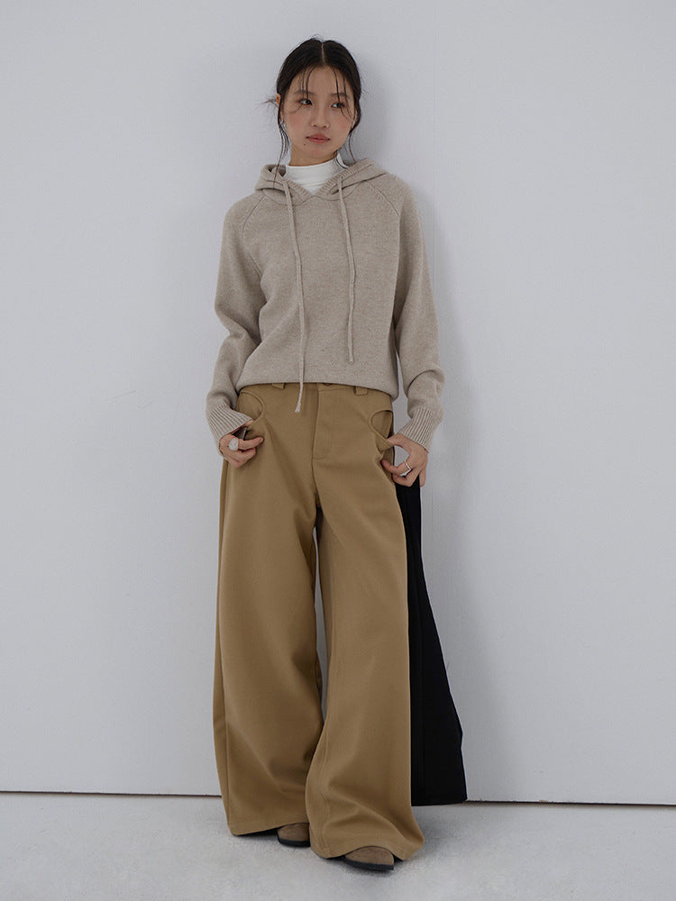 【LD3280】實拍慵懶小個子抽繩連帽針織毛衣251103