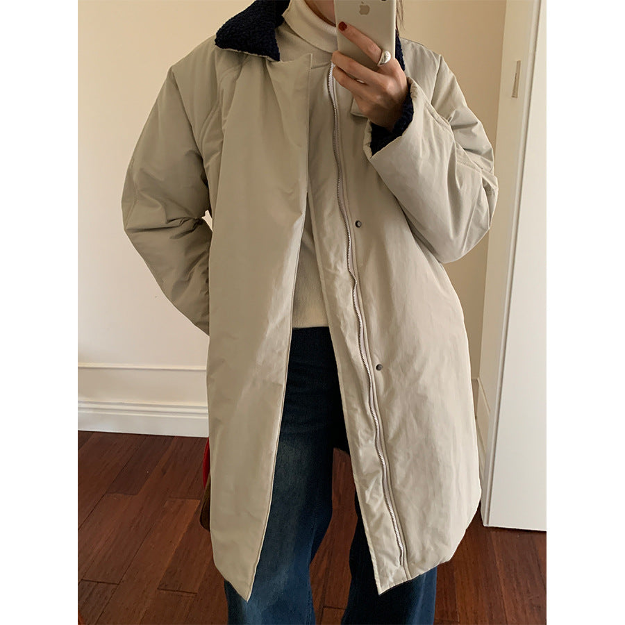 【H5498】實拍韓系加厚保暖長款棉服大衣外套251118