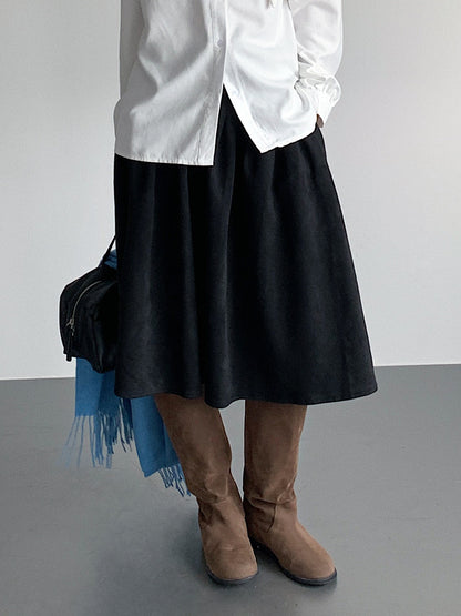 【LD11016】實拍冬季復古麂皮絨A字裙251110