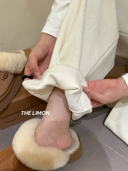 【L1185】實拍檸檬秋冬簡約羊絨抽繩直筒休閒褲251117