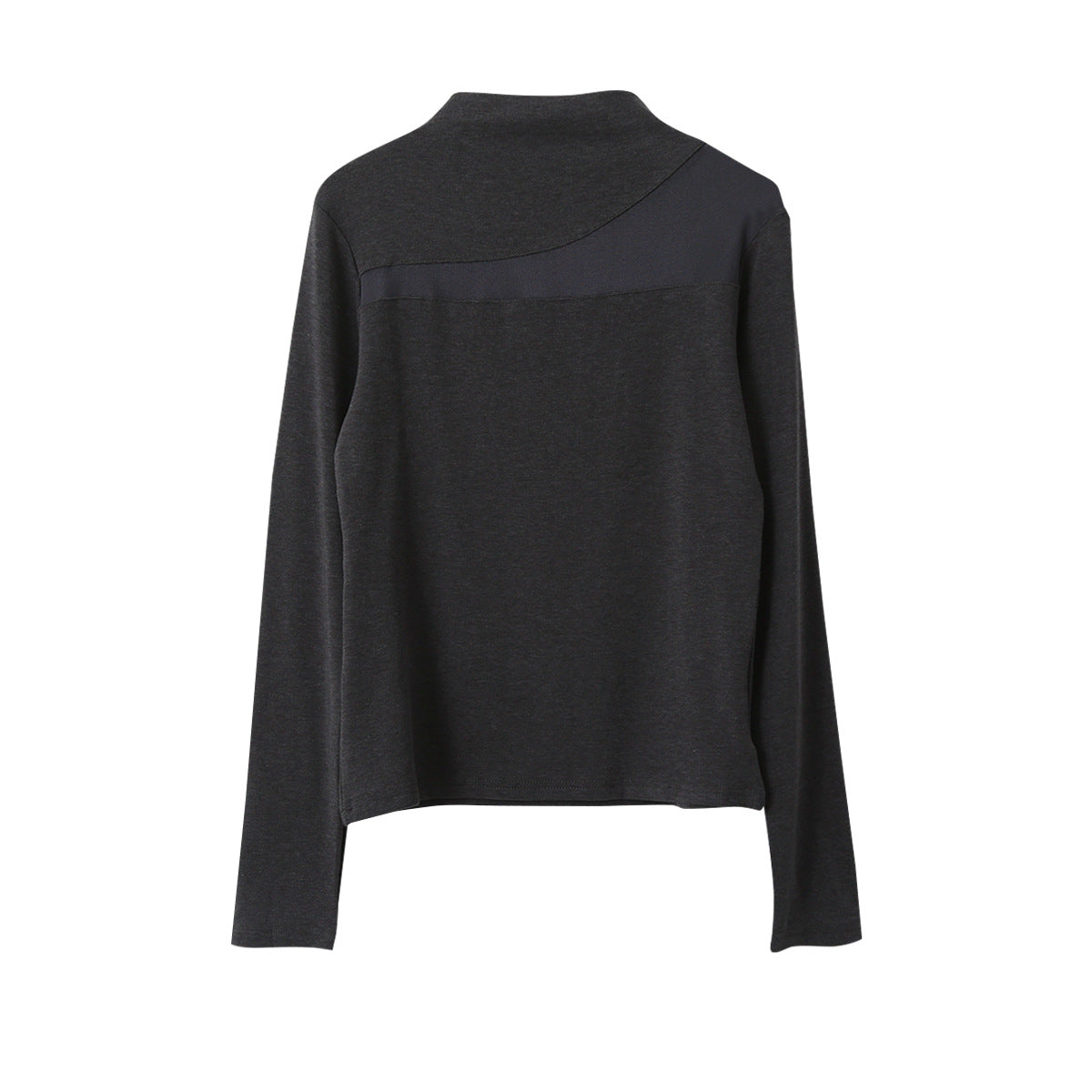 【LD11024】實拍氣質網紗拼接加絨半高領長袖T恤251124